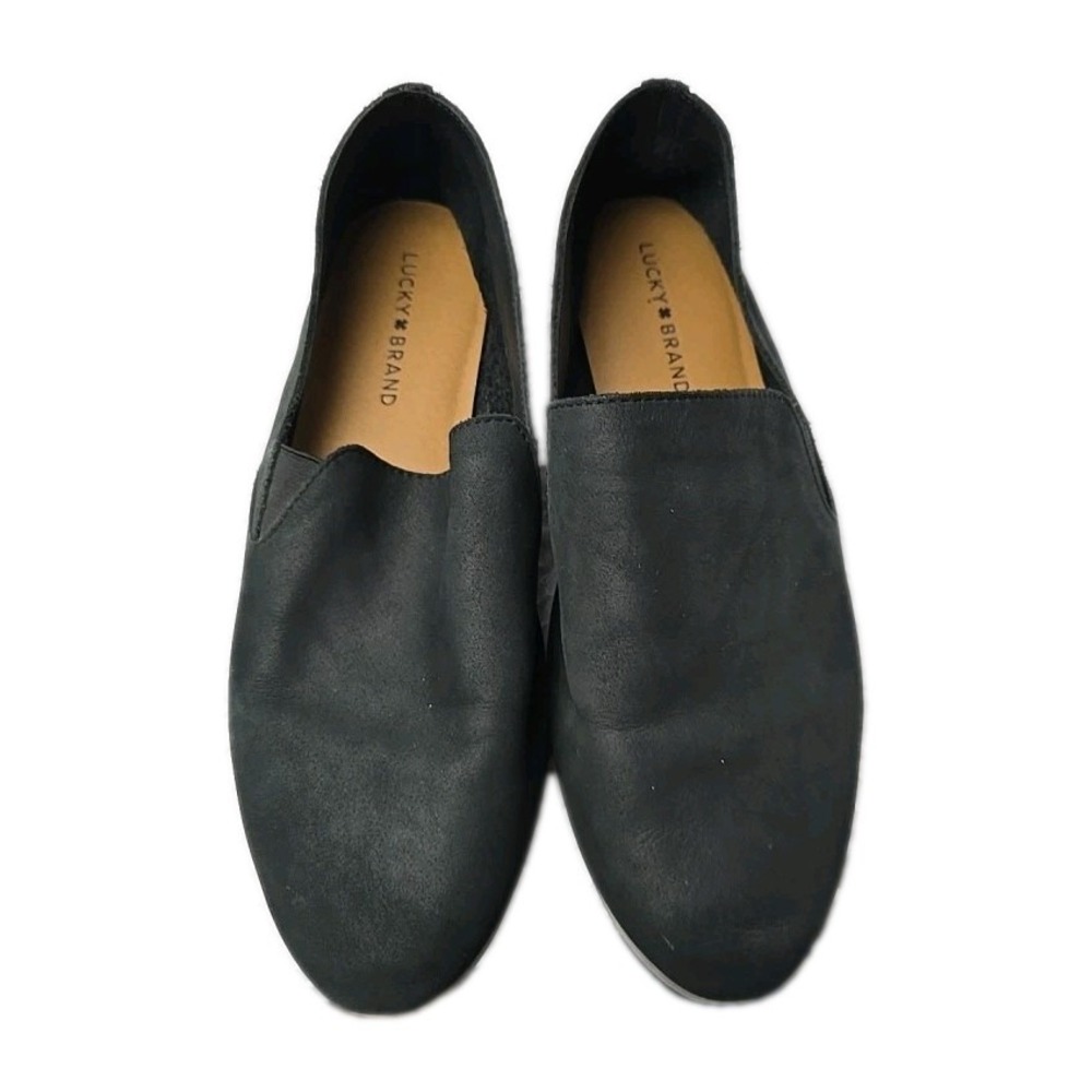 Lucky Brand Women's Black Leather Loafers Flats Size 9/9.5